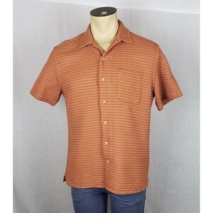 Taylor Stitch Mens Rust Orange Waffle Knit Striped Shirt 42 L Casual Preppy
